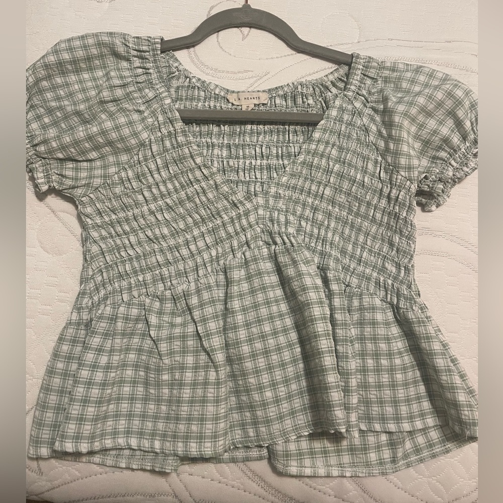 Women's Green Plaid Top